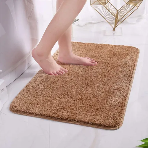 Vista 13 de Alfombra de baño de 16 x 24 pulgadas, microfibra de felpa lanuda absorbente de agua, lavable a máquina, antideslizante y suave, color azul oscuro