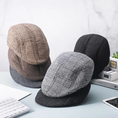 Vista 7 de Newcotte 6 sombreros de periódico para hombre, gorra plana de tweed de espiga clásica, gorra de periódico, sombreros irlandeses para hombres, gorra