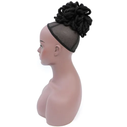 Vista 2 de DreadLocks Chignons Afro High Puff Cola de Caballo con Cordón Moño de Cabello Postizos Faux Locs Chignons con Clip Cola de Caballo para Mujeres