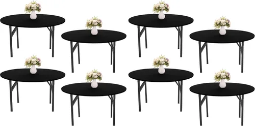 Vista 8 de Mantel redondo de elastano para mesa, 4 piezas, elástico, ajustable, lavable, protector de mesa para interiores y exteriores (negro)