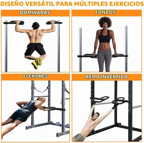 Vista 2 de Accesorio de barra de inmersión para estante de sentadillas de 2 x 2 pulgadas, accesorio de estante de alimentación resistente con orificio de 5/8