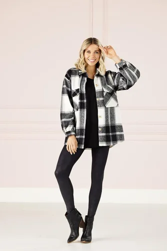 Vista 8 de Mud Pie Highland Plaid - Chaqueta de gran tamaño para mujer