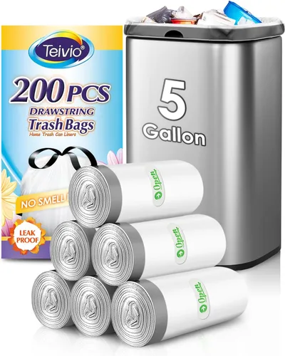 Vista 14 de Teivio Bolsas de basura grandes con cordón de 20 galones, 26 unidades, bolsas de basura fuertes y altas para cocina, hogar, oficina, residuos