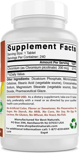 Vista 4 de Best Naturals Raíz de glucomanano de Konjac 2000 mg y picolinato de cromo 200 mcg