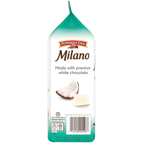 Vista 5 de Pepperidge Farm Milano - Galletas con sabor a coco y chocolate blanco, bolsa de 7 onzas