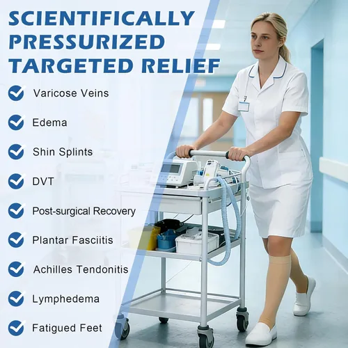 Vista 3 de Beister Calcetines de compresión médica para mujeres y hombres, puntera abierta hasta la rodilla, pantorrilla alta, medias firmes de apoyo graduado