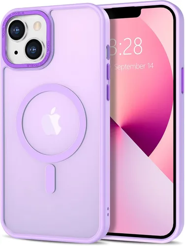 Vista 359 de Anuck - Funda magnética para iPhone 11 compatible con MagSafe, carcasa trasera mate translúcida dura, borde de TPU, delgada, resistente a impactos