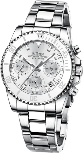 Vista 8 de FANMIS Reloj de pulsera para mujer, elegante, con bisel giratorio, cristal mineral, luminoso, de acero inoxidable, impermeable, fecha, analógico