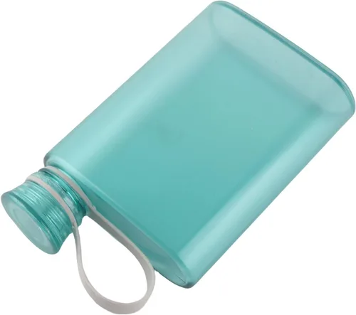 Vista 4 de CHICIRIS Botella de agua portátil a prueba de fugas, diseño rectangular transparente de 12.8 fl oz, frasco de viaje de mano para deportes al aire