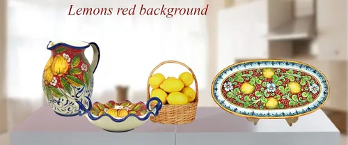 Vista 5 de CERAMICHE D'ARTE PARRINI - Cerámica italiana Arte Jarra de cerámica Vino Vine gal 0,264 Limones decorados pintados a mano Hecho en ITALIA Toscana