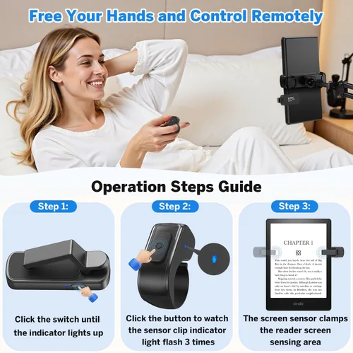 Vista 3 de Anillo girador de páginas para Kindle, control remoto para iPhone, iPad, tabletas Android, lectores electrónicos, girador de páginas para Kindle