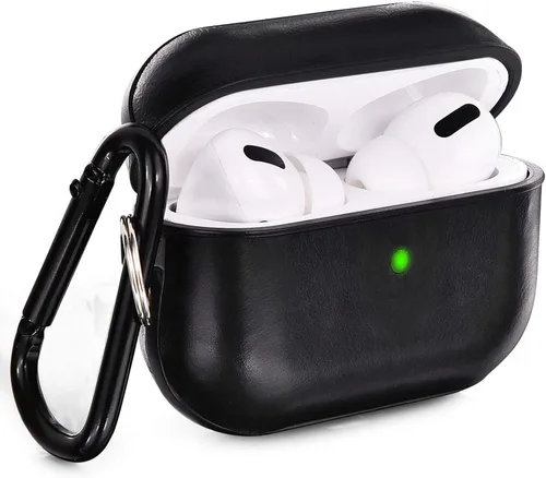 Vista 7 de V-MORO Compatible con Airpods Pro 2 Funda de Cuero Genuino AirPod Pro 2ª Generación Hombres [LED Frontal Visible] Fundas Protectoras de Cuero Negro