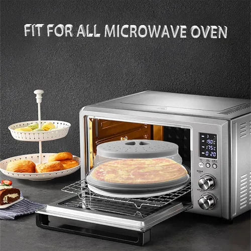 Vista 4 de Tapa plegable para microondas para alimentos, cubierta de salpicaduras de microondas, escurridor de frutas, sin BPA, apta para lavavajillas, 26.7 cm