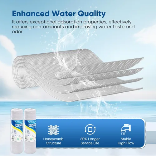 Vista 6 de PUREPLUS Filtro de sedimentos para heridas de cuerda para toda la casa de 10 micrones de 10 x 2.5 pulgadas para agua de pozo, cartucho de repuesto