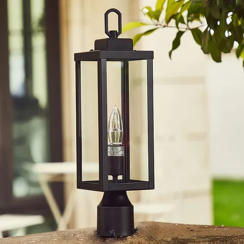 Vista 7 de Luces de poste para exteriores, lámpara de poste con enchufe E26, impermeable y antioxidante, moderna iluminación exterior de pilar, lámpara negra
