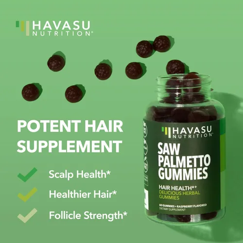 Vista 3 de Gomitas Saw Palmetto para hombres, suplemento bloqueador DHT para la salud del cabello y calvicie con patrón masculino, 60 unidades, apoya