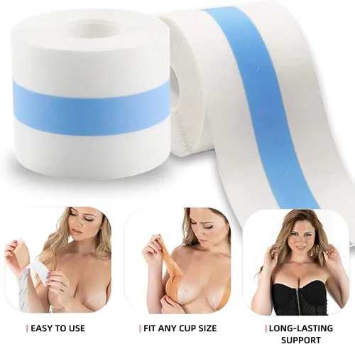 Vista 2 de Cinta adhesiva transparente para levantamiento de senos, cinta invisible para senos grandes con 36 cintas de moda de doble cara para ropa