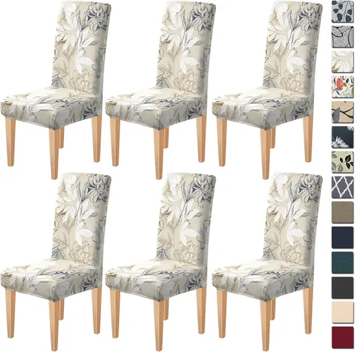 Vista 19 de Dioxide Fundas de Silla de Alto Estirar para Sillas de Comedor, Juego de Fundas de Silla de Comedor Lavables de 4, Fundas de Asiento de Silla