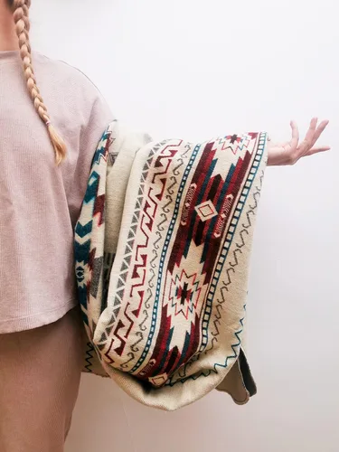 Vista 5 de Manta Inca Azteca, Manta de Reina, Manta de Rey Manta del Suroeste Indio Navajo Estilo Boho Cubierta Nativa para Acampar, Ropa de Cama, Sofá
