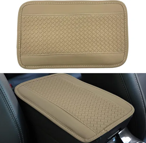 Vista 8 de 1 almohadilla para consola central de automóvil, funda de cuero de fibra en relieve impermeable para reposabrazos, protector universal de cuero