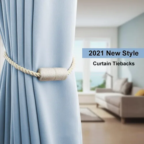 Vista 6 de Paquete de 2 alzapaños magnéticos fuertes para cortinas para exteriores, alzapaños decorativos modernos, hechos a mano, sujetadores decorativos