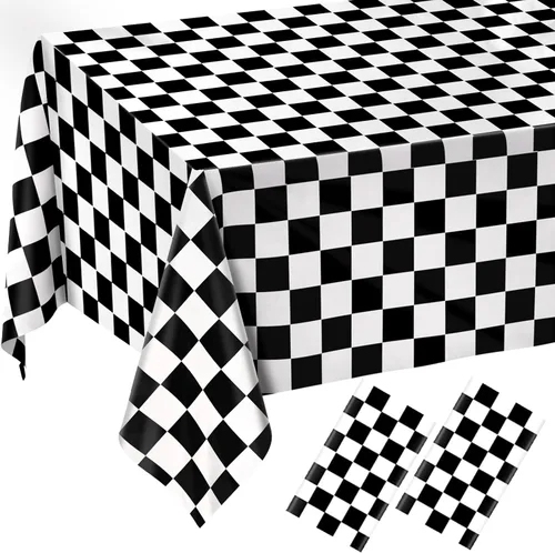 Vista 26 de 2 Pcs Light Blue Gingham Tablecloth Blue Disposable Plastic Checkered Table Cloths for Parties Disposable, Waterproof Rectangular Blue Table Cover