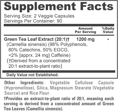 Vista 4 de NusaPure Extracto de té verde extra fuerte 20:1, 24000 mg, 180 cápsulas veganas, 50% EGCG, 98% polifenoles y 80% catequinas, potente extracto 20x