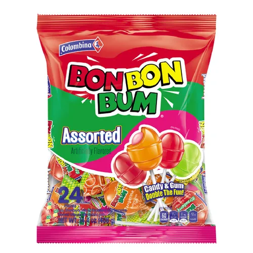Vista 17 de Colombina Bon Bon Bum - Paletas de fresa, caramelos duros de frutas, paletas de fresa dulces envueltas individualmente, 24