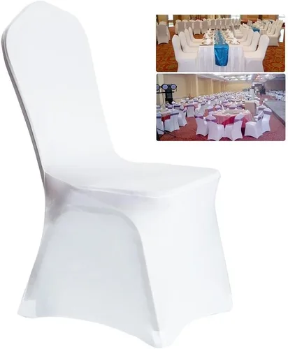 Vista 10 de MDS - Juego de 10 fundas elásticas de elastano blanco para sillas de comedor, bodas, fiestas, comedor, banquetes, sala de estar, universales