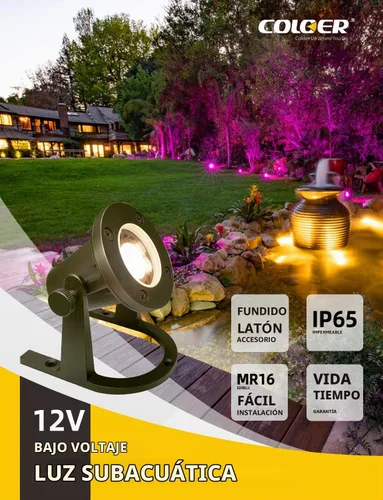 Vista 2 de COLOER Luz submarina resistente de latón macizo de 12 V de bajo voltaje, 1
