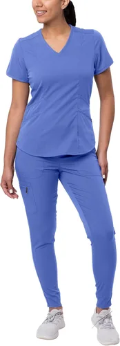 Vista 10 de Adar Pro - Conjunto de uniforme médico atlético moderno para mujer Tela elástica en 4 direcciones, resistente al olor y a las arrugas, ajuste a