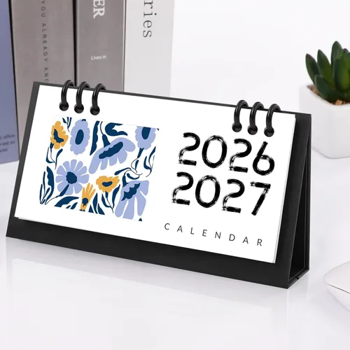 Vista 7 de Calendario de Escritorio Pequeño 2025-2026, Mini Calendario de Escritorio de Flores (Desde Junio 2025 hasta Diciembre 2026) Calendario de Escritorio