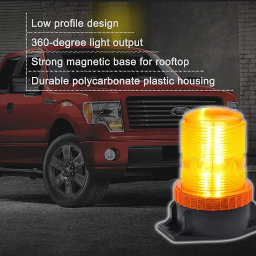 Vista 5 de WOWTOU - Luces estroboscópicas LED ámbar magnéticas para carretillas elevadoras, carritos de golf, UTV, coches, camiones, tractores, 12V 24V, baliza