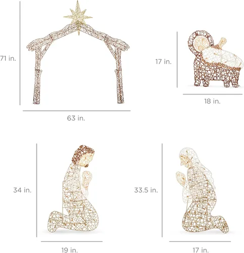 Vista 7 de Best Choice Products Escena de Natividad Iluminada de 6 pies para Exteriores, Decoración Navideña de Patio de la Sagrada Familia con 190 Luces LED