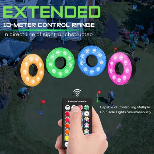 Vista 6 de KINGTOP Luz de hoyo de golf LED recargable - Impermeable, lente de iluminación enfocada, control remoto, perfecta para práctica nocturna de golf