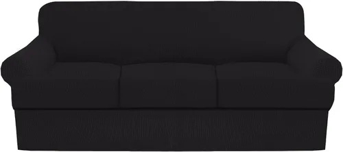 Vista 22 de Funda de sofá con cojín en T de alta calidad, juego de 4 piezas para sofás con cojines en T (se adapta a 72-90 pulgadas), protector de muebles suave