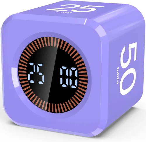 Vista 11 de Cubo de temporizador digital Pomodoro de 5/10/25/50 minutos, temporizador de productividad visual para escritorio de aula, cuenta regresiva Negro