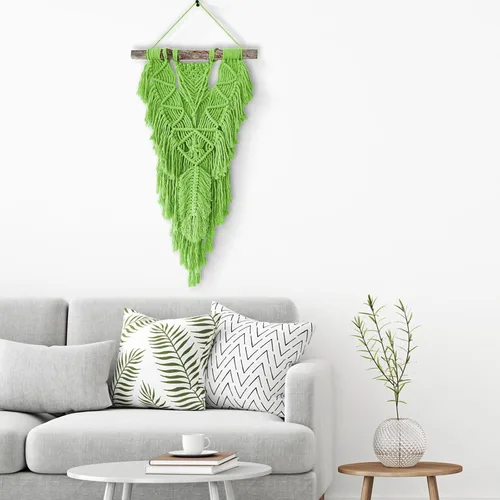 Vista 5 de ZUEXT Cordón de algodón para macramé de 4 mm x 500 m, ZUEXT Cordones trenzados naturales hechos a mano en verde manzana de 4 hebras, cuerda de lana