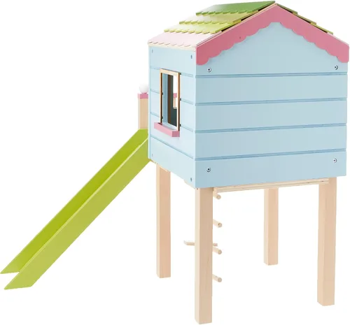 Vista 5 de Lottie Juego de casa de árbol de madera con escalera deslizante y columpio para muñecas de 7 pulgadas