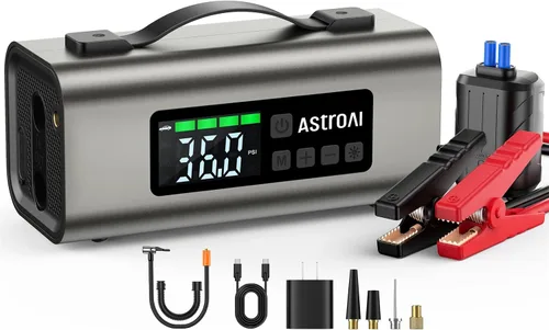 Vista 14 de AstroAI - Arrancador portátil S8 con compresor de aire, pico de 1500 A (gasolina hasta 6.0 L y diésel 3.0 L), inflador de 150 PSI con apagado