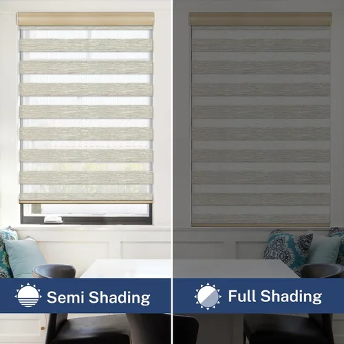 Vista 4 de Keego Persianas motorizadas con control remoto de cebra para ventanas, persianas inteligentes eléctricas compatibles con Alexa en casa, oficina