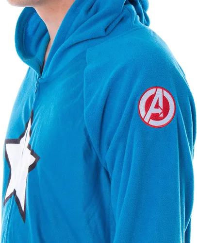 Vista 3 de Marvel Comics - Disfraz clásico de Capitán América para hombre, traje de pijama de una sola pieza