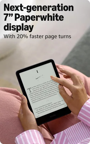 Vista 3 de Amazon Kindle Paperwhite 16 GB (último modelo). El Kindle más rápido de la historia, con nueva pantalla de 7″ sin reflejos y batería durable. Negro