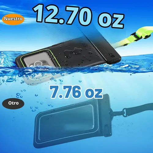Vista 3 de Funda impermeable flotante para teléfono, bolsa impermeable con cordón para teléfono celular para iPhone, Samsung Galaxy, Pixel, bolsa seca