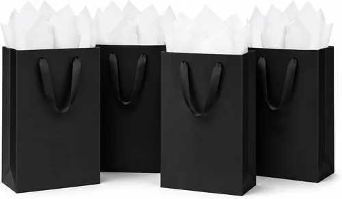 Vista 16 de SHIPKEY Paquete de 10 bolsas de regalo verde aguamarina con papel de seda bolsa de regalo de dama de honor de 8 x 4 x 11 pulgadas, bolsa de papel