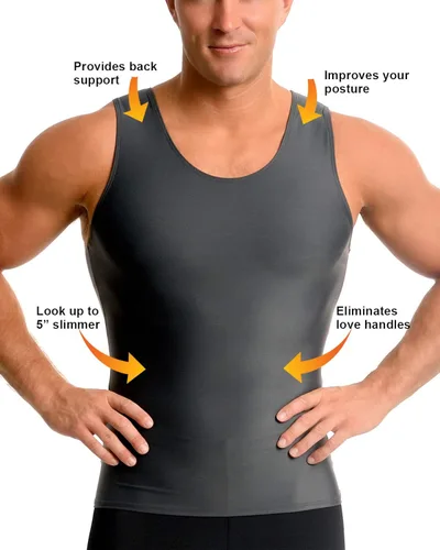 Vista 5 de Insta Slim musculosa de compresión muscular (Int) para hombre