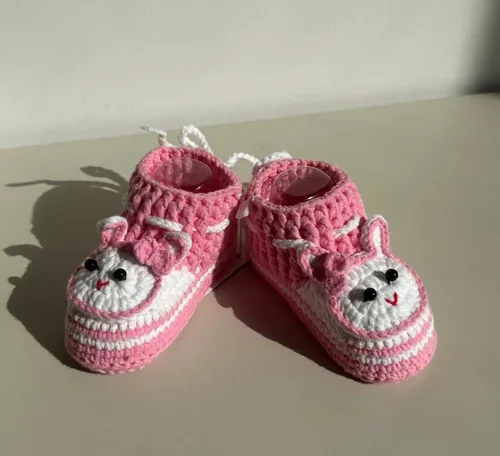 Vista 6 de DFXIU Botines de bebé recién nacido, transpirables y cómodos, a mano, de ganchillo, suave, de dibujos animados, para bebés de 0 a 1 año