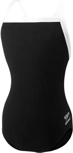 Vista 33 de Speedo Traje de baño de una pieza para niñas Endurance+ Flyback - colores de equipo sólidos para jóvenes Negro/Negro