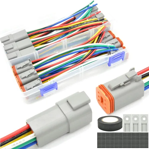 Vista 10 de Kit de conectores Deutsch DT de 482 piezas, 2 3 4 6 8 12 pines impermeables para conectores eléctricos automotrices, incluye herramienta de crimpado