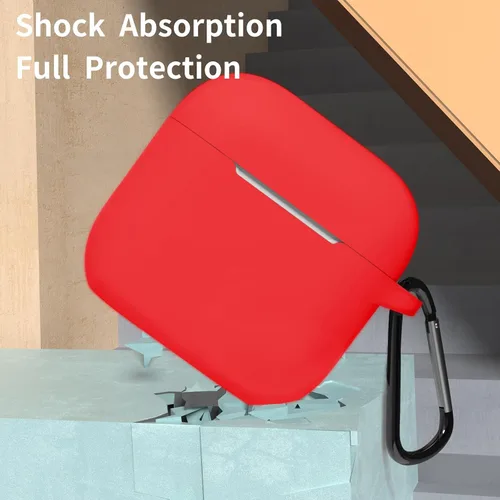 Vista 6 de Funda para AirPods 4, funda de silicona compatible con Apple AirPods de 4ª generación, color rojo